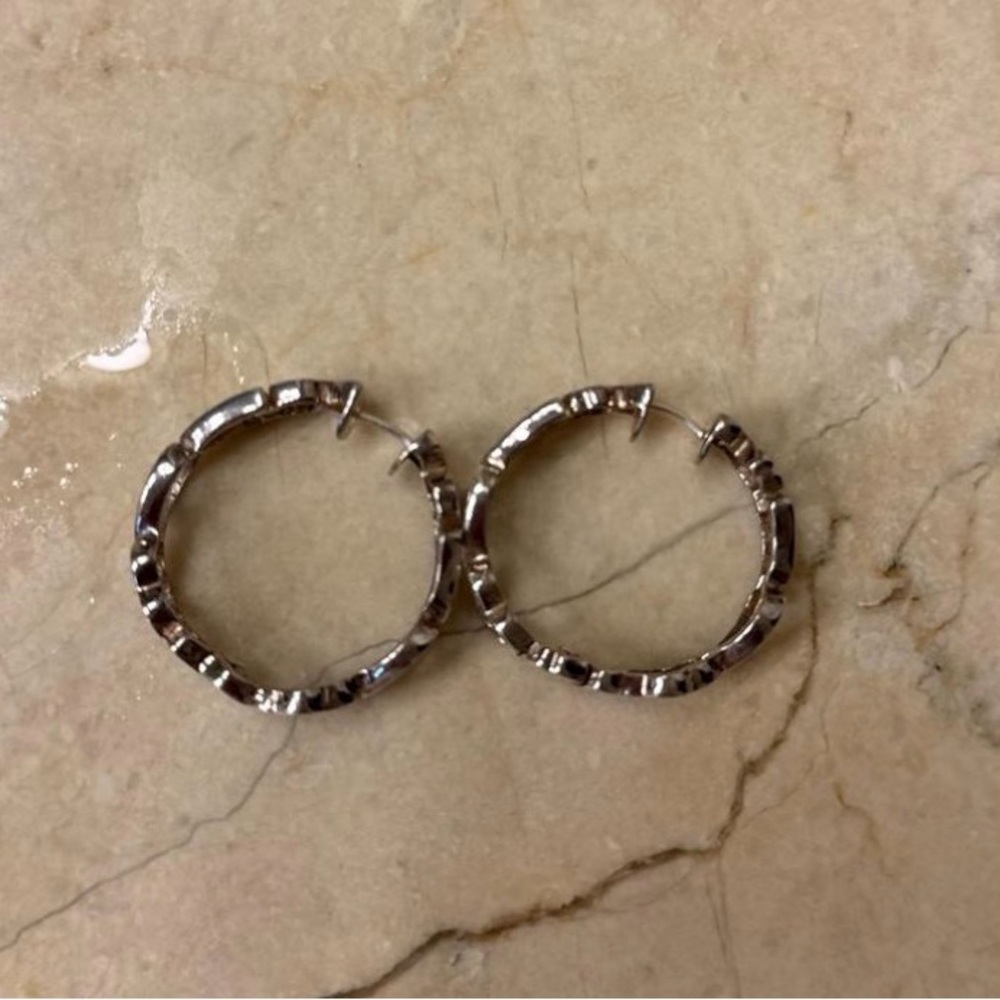 TOUS Sterling Silver Heart Hoop Earrings - Picture 3 of 5